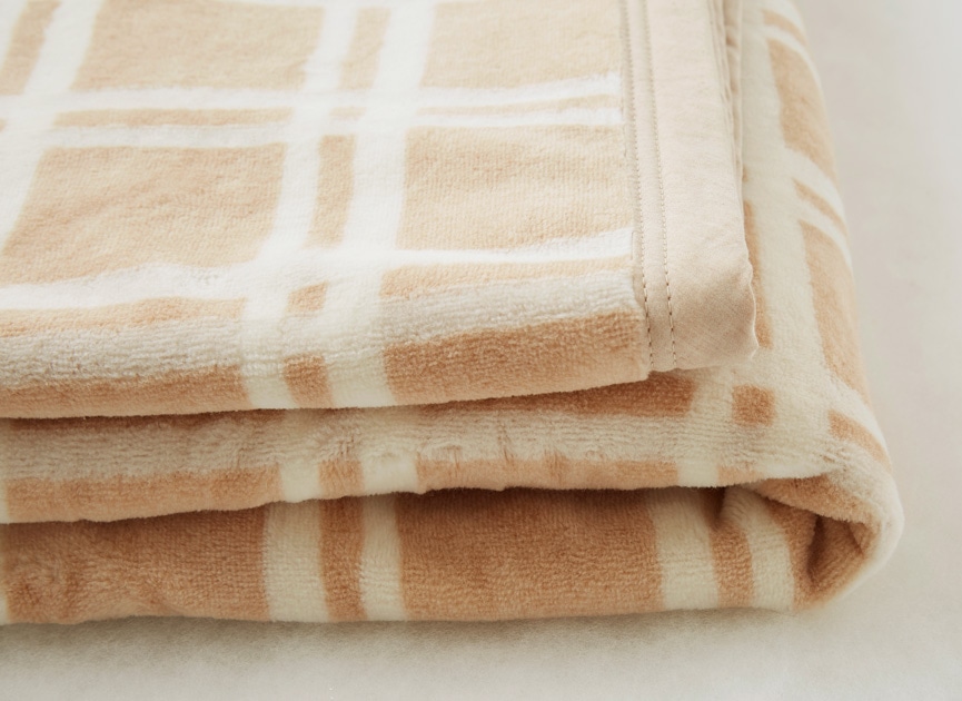 【寝具フェア対象】ブラウンチェック綿毛布