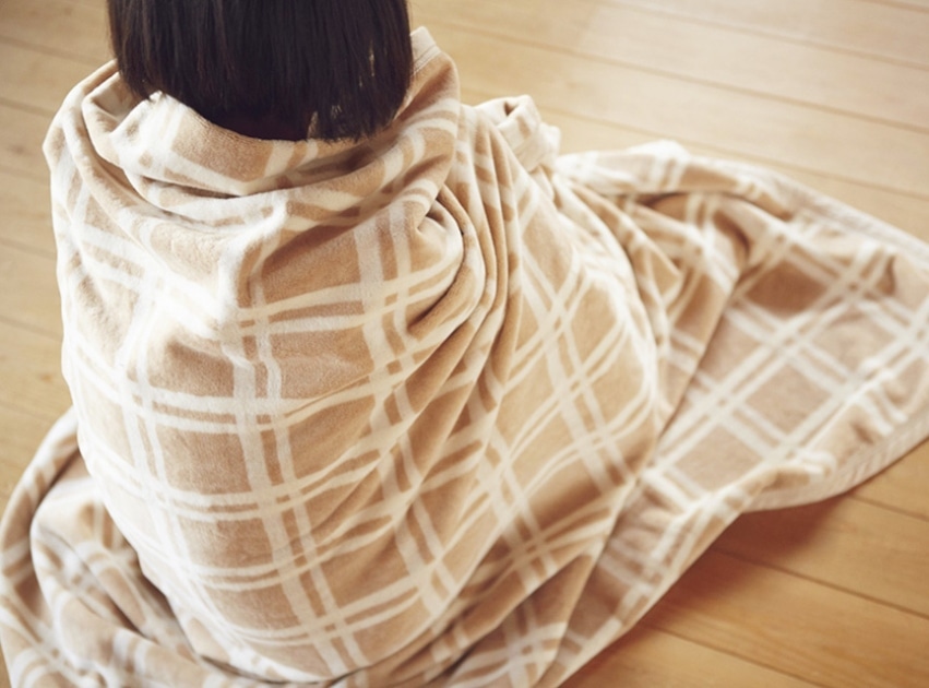 【寝具フェア対象】ブラウンチェック綿毛布